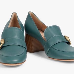 Gianvito Rossi, leather pumps, size 7, color deep jade
